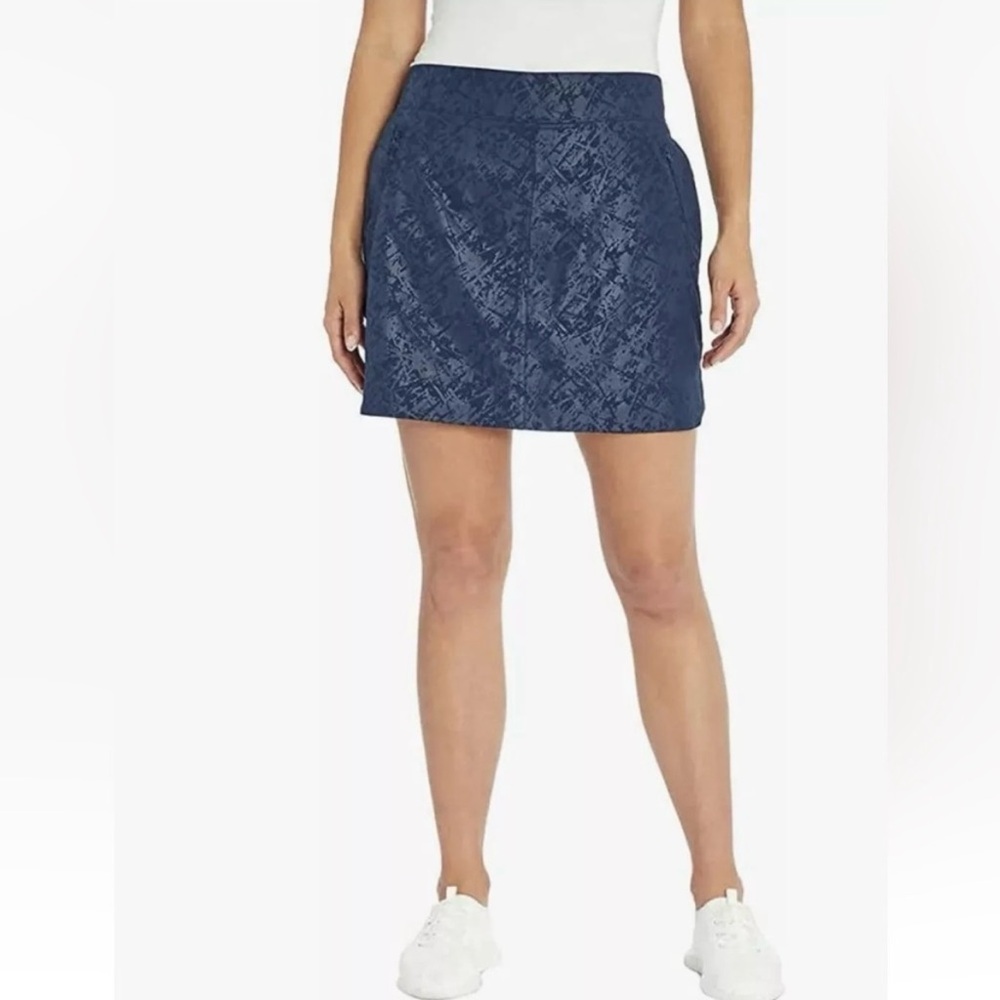 Orvis Shattered Glass Navy Embossed Pull-On Travel/Golf Skort Medium
